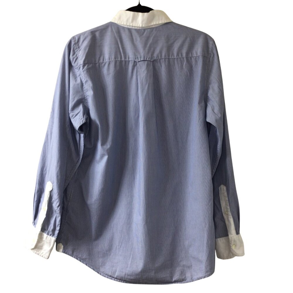 Gap Shirt Women’s S Small Blue White Boyfriend Fit Pinstriped Button Down Stripe - Picture 2 of 9